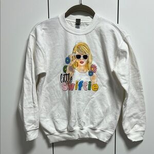 Gildan Heavy Blend Taylor Swift “little swiftie” White Sweatshirt
